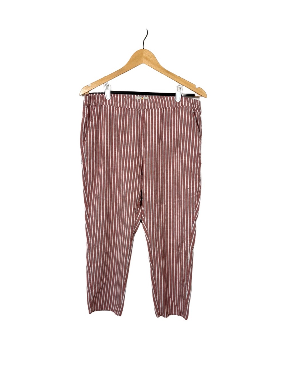 Marine Layer Allison Pants Womens XL Rust White Stripe Pull On Cropped